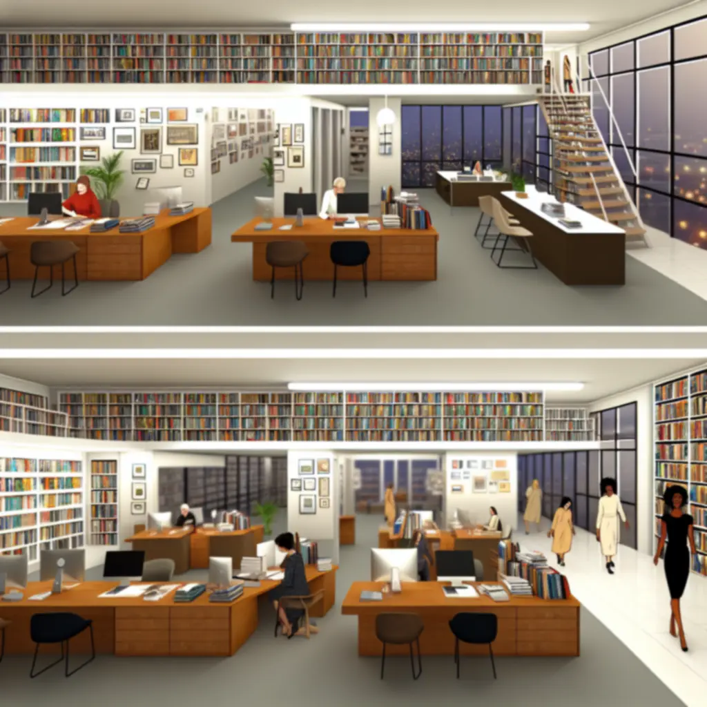 Publishing professionals collaborating in an office